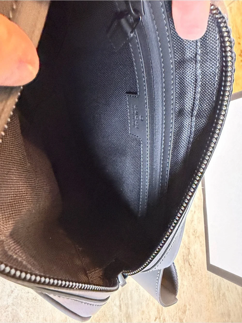 Gucci Matte Black GG Embossed Leather Belt Bag